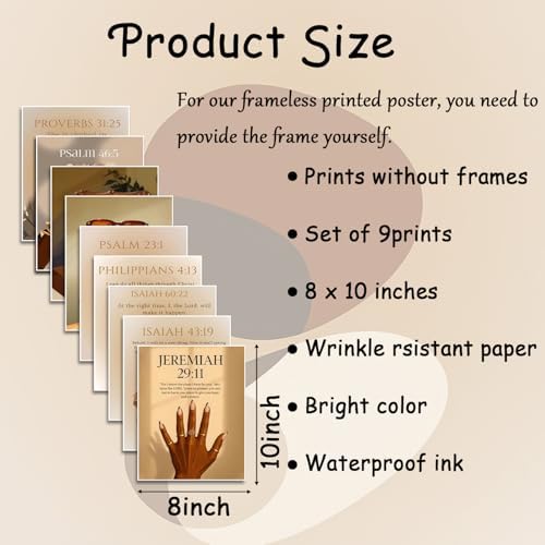XIANGRUI Black Girl Wall Art Set of 9, Christian Inspirational Bible Verse - Image 3