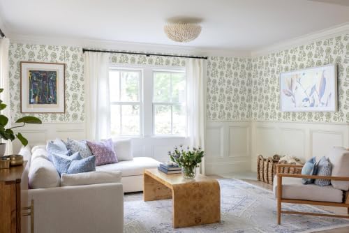Dimoon Vintage Peel and Stick Wallpaper Sage Green Floral Contact Paper - Image 7