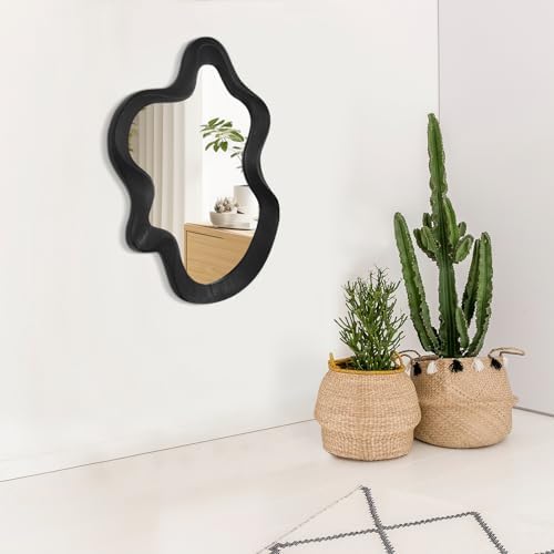 Large Irregular Wavy Mirror Modern Cloud Wall Mirror Asymmetrical Wooden Framed - Image 6