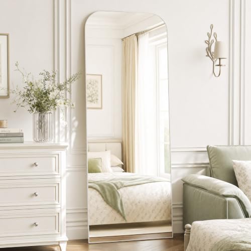 Arched Floor Length Mirror 56"x21" Matte Silver by Unknown
