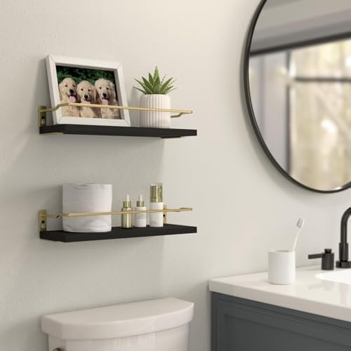 RICHER HOUSE Floating Shelves Bathroom, Small Wall Shelf Over Toilet 2 Set - Image 2