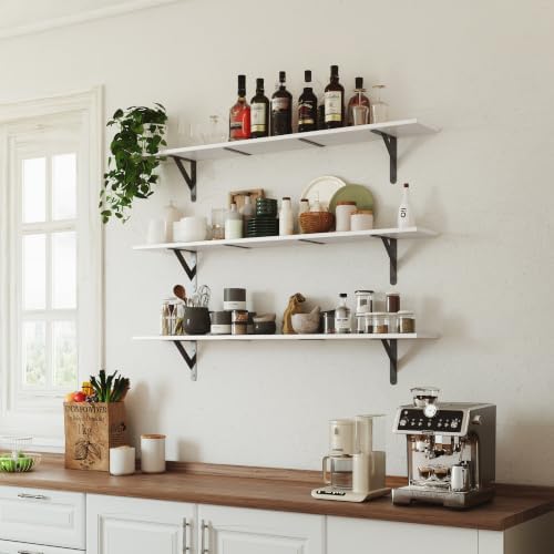 WOPITUES Long Wall Shelves 48″W x 8″D, Floating Book Shelves Max Load 65lbs - Image 2