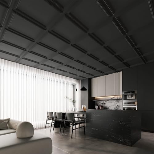 Art3d 24x24in. PVC Drop Ceiling Tiles 24 Pcs, Square Black - Image 2