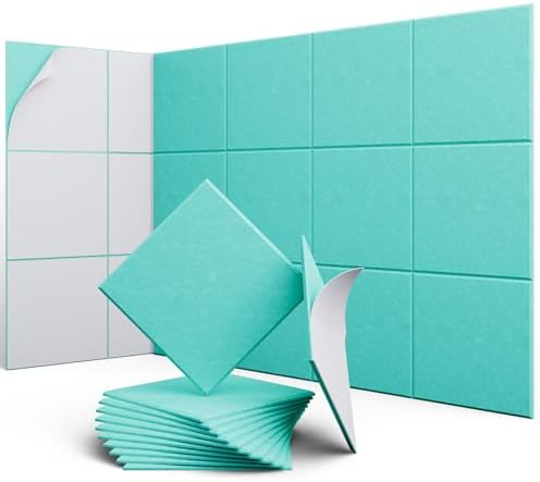 Square Acoustic Panels, 12 Pack Self-Adhesive Sound Panels by UNECHOACOUSTIC