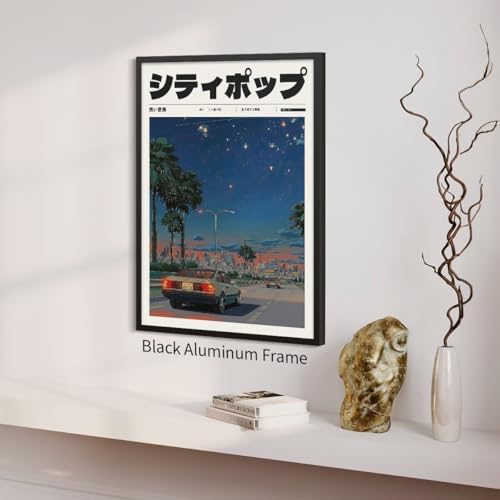 Vintage Japanese Black Framed Wall Art 90s Vaporwave Aesthetic Prints Asian - Image 6