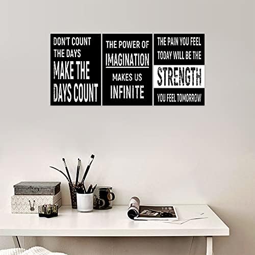 3 Piece Inspirational Wall Art Black Background Sayings Pictures, Quote - Image 4