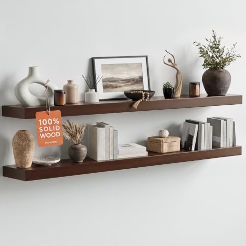 Homeforia 48 Inch Floating Shelves, High-End Solid Pine Wood by Homeforia