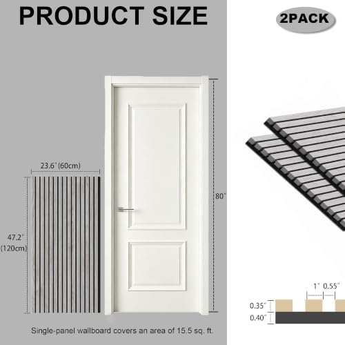 2 Pack Wood Slat Acoustic Panels, Sound Absorbing Wall Panels - Image 2