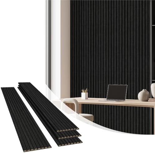 Olanglab Wood Panels for Wall 4Pack 94.5"x12.6" Matte Black by Olanglab