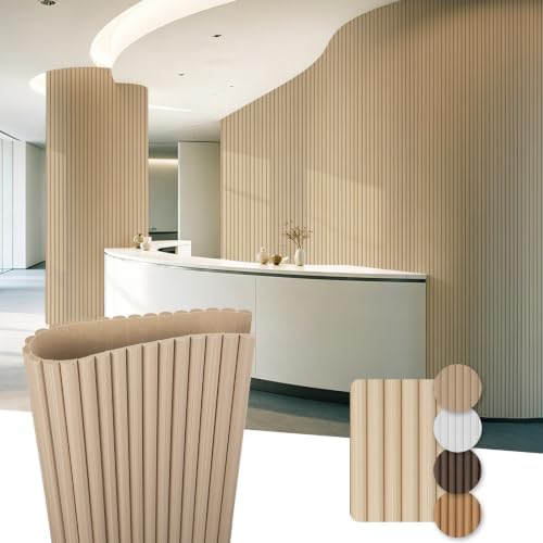 Art3d Roll-Flat Beaded Wood Slat Wall Panel, 94.5" x 23.6" by Art3d