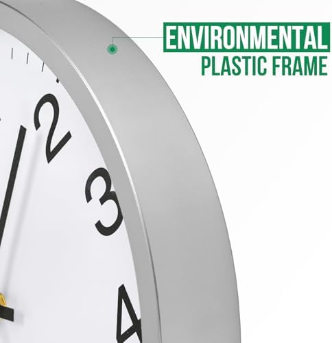 Wall Clock Modern Simple Style Round Plastic Decor Clock Non-Ticking Silent - Image 4