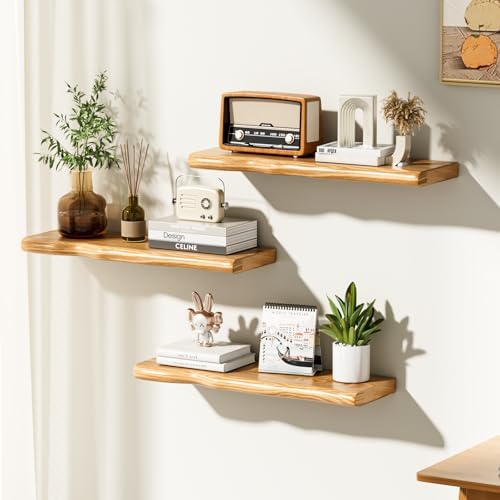 Organic Wavy Edge Floating Shelves, Hidden Brackets, 2 Pack 24 in - Image 2