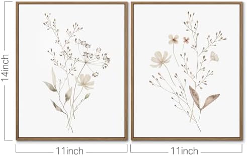 Boho Wall Art Set of 2 Watercolor Botanical Floral Picture 11x14Inch Framed - Image 2