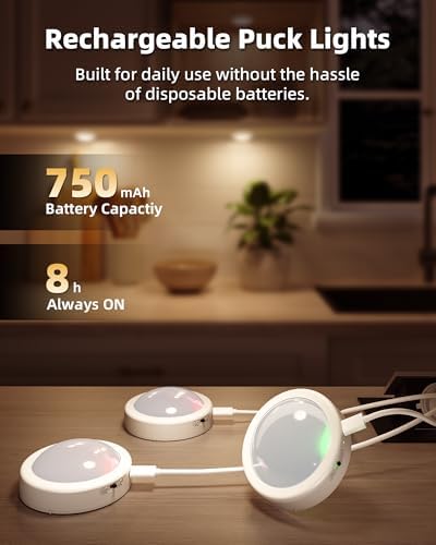 EZVALO 6-Pack RGB Rechargeable Puck Lights - Image 3