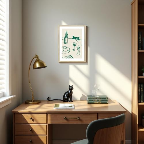Sneaky Cat Wine Wall Art Funny Kitchen Canvas Prints Cute Animal Wall Decor - Image 6