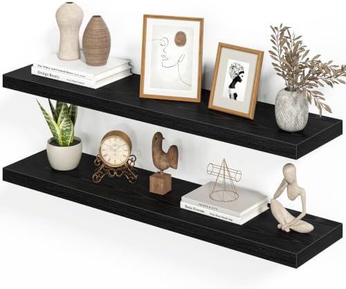 Heimlove Floating Shelves 39.4" W x 9.3" D Black Set of 2 by Heimlove