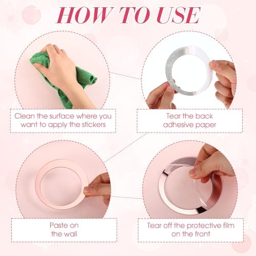 Outus 72 Pcs Circle Mirror Wall Stickers Removable DIY - Image 3