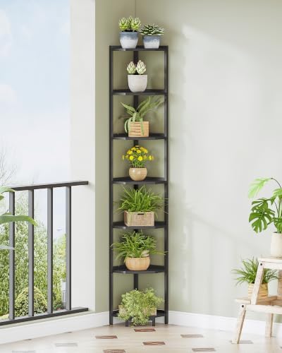 Hzuaneri Corner Shelf Stand 7-Tier Corner Bookshelf Storage Standing Shelf - Image 4
