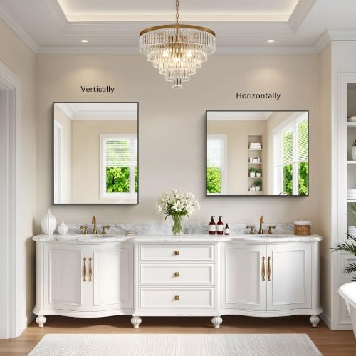 DESBING Black Bathroom Mirror 2 Pack, 30x36 Inch Rectangle Wall Mirrors - Image 2
