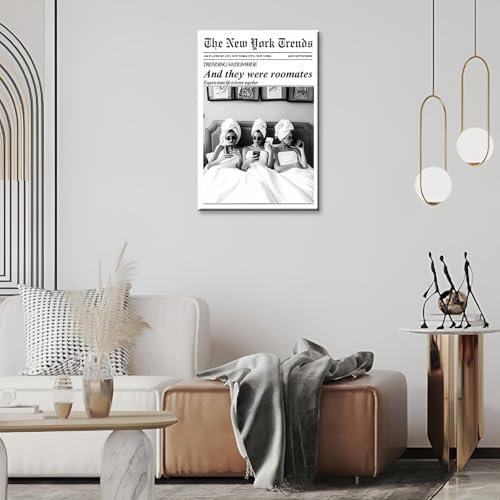 Vintage Black And White Newspaper Canvas Wall Art Trendy And They Were - Image 6