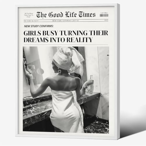 Fashion Black And White Newspaper Wall Art 12x16in White Framed Retro Cocktail by Unknown