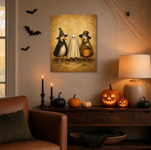 Halloween Geese as Witch and Ghost Canvas Wall Art, Witchy Print Wall Decor - Image 6