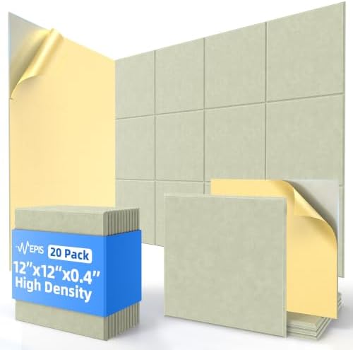 20 Pack Acoustic Panels with Self Adhesive Sound Proof Foam Panels by NEPIS