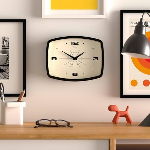 JONES CLOCKS® Movie wall Clock | Rectangular Retro Clock | 10" | Black | Cool - Image 3