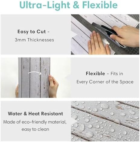 Commomy 3D Faux Wood Wall Stickers Peel and Stick 10 Pcs 11.8" x 11.8" - Image 5
