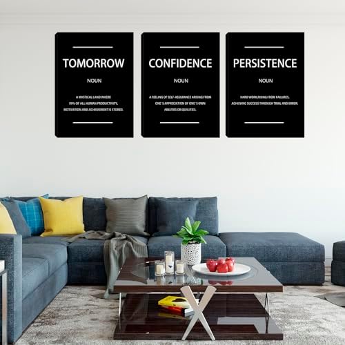Large Inspirational Confidence Wall Art Noun Poster 3 Pieces Persistence Canvas - Image 6