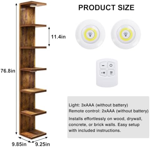 Fixwal 7 Tier Wall Shelf with LED Lights - Image 3