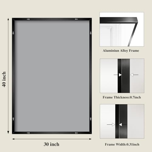 Koonmi Black Mirrors for Wall, 30x40 Inch Bathroom Mirror, Rectangular Wall - Image 2