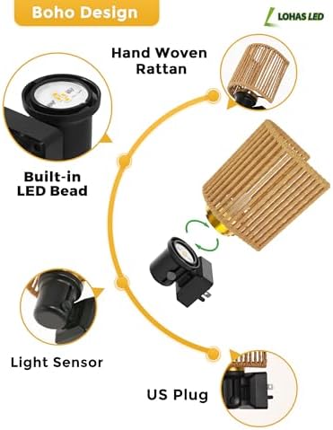 L LOHAS LED Night Lights Plug into Wall, Amber Boho Nightlight Plug in Wall - Image 6