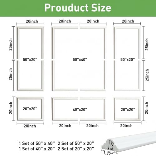 Peel and Stick Wall Molding, 3 Set Pre-Cut & Paintable Wainscoting Panels - Image 2