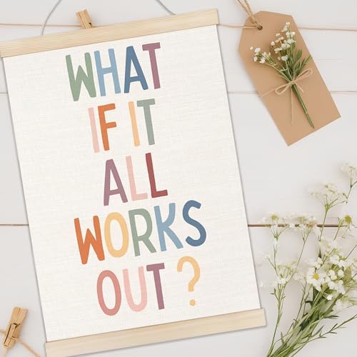 Welshower Boho Inspirational Poster Hanger Frame, What If It All Works Out - Image 2