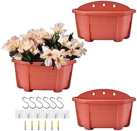 ORIMERC 9.8 inch 3 Pack Brick Red Wall Hanging Planters by OrimercGarden