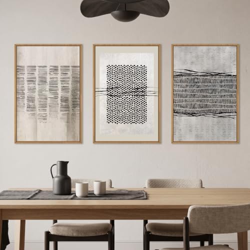 Aryroi Black and Beige Abstract Minimalist Framed Canvas Wall Art-24"x36"x3 - Image 3