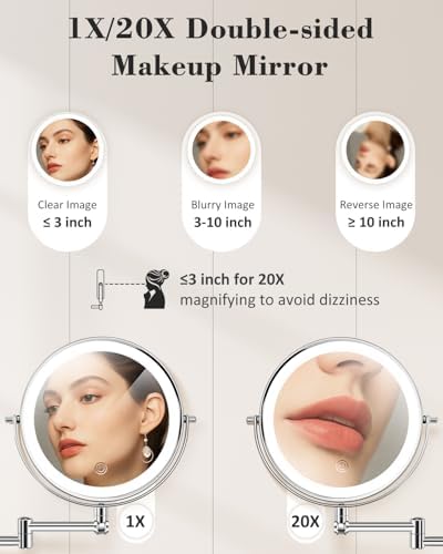 20X 9" Wall Mounted Magnifying Makeup Mirror - Image 3