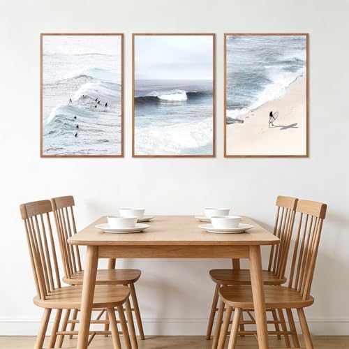 CHDITB Surfing Framed Canvas Wall Art, Seaside Ocean Surf Wall Decor, Modern - Image 3
