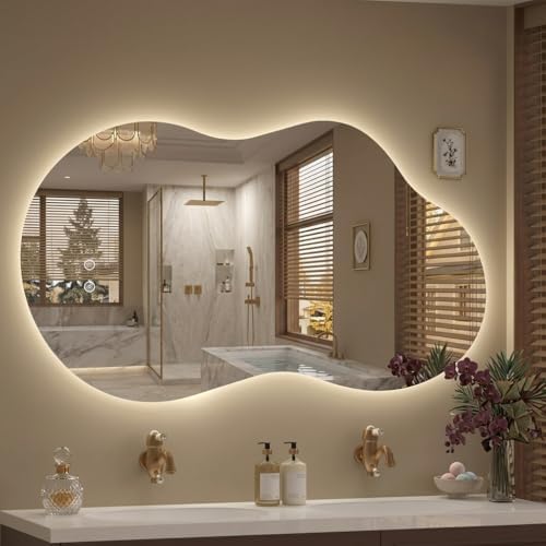 Irregular Wall Mirror for Bathroom 24X40 Inch Asymmetrical Mirror by POTIJO