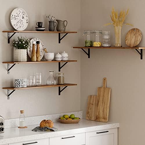 DINZI LVJ Long Wall Shelves, 39.4Inch Wooden Wall Mounted Shelves - Image 2