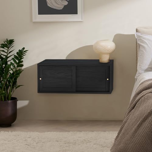 mopio Lauren Floating TV Shelf, Wall Mounted Wood Television Cabinet, Nightstand by MopioInc