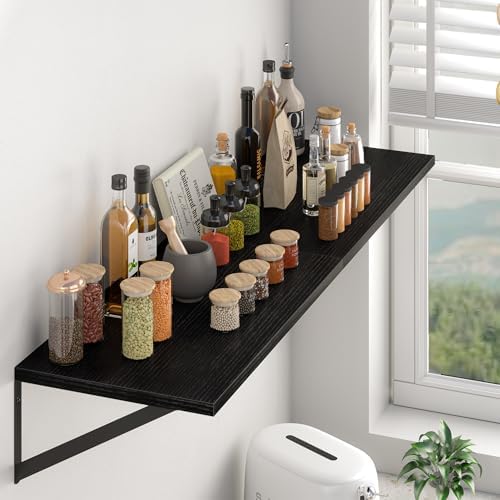 Heimlove 40W x 12D Deep Floating Shelves Set of 2 Black - Image 2