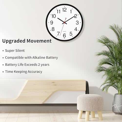Foxtop 2 Pack 12" Wall Clock Silent Battery Operated Analog Clock - Image 4