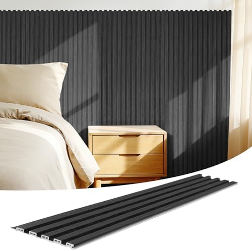 WPC Slat Wall Panels 16 Pack 48" x 6", Waterproof Fluted Wall Paneling by LARWORKS