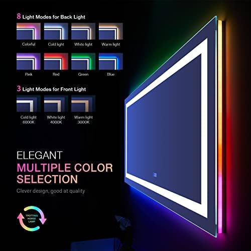 LOAAO 55"X30" RGB LED Bathroom Mirror - Image 3