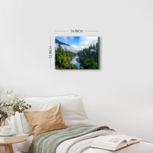 Smoky Mountain Canvas Wall Art for Living Room, Foggy Forest Landscape Wall - Image 5