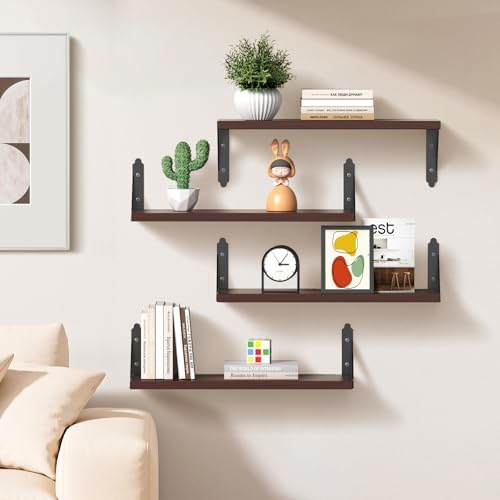 ROMGUAR CRAFT Wood Wall Floating Shelves Set of 4 - Image 2