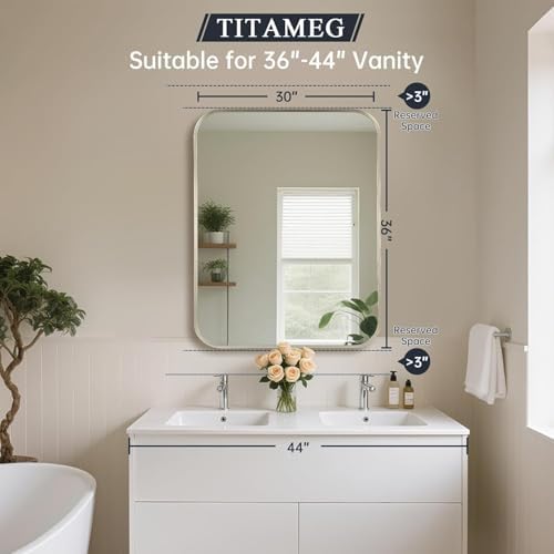 Brushed Nickel Bathroom Mirror for Over Sink, Modern Decorative Vanity Mirror - Image 6