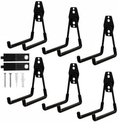 Garage Hooks, 6 Pack Medium Square Wall Hooks by CRXCRC